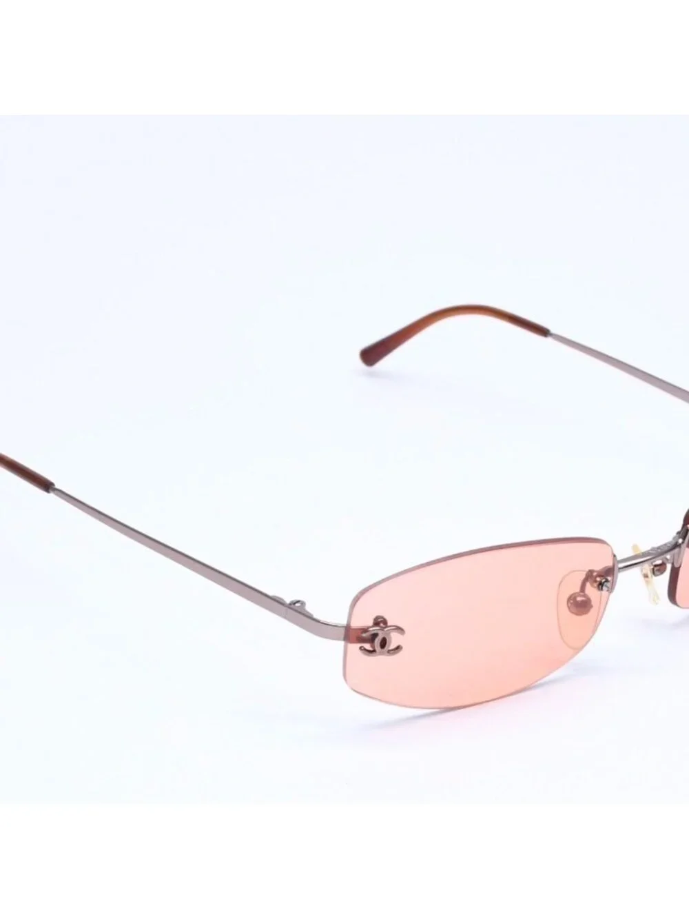 Chanel Sunglasses Eyewear Orange Lens CC Logo Silver